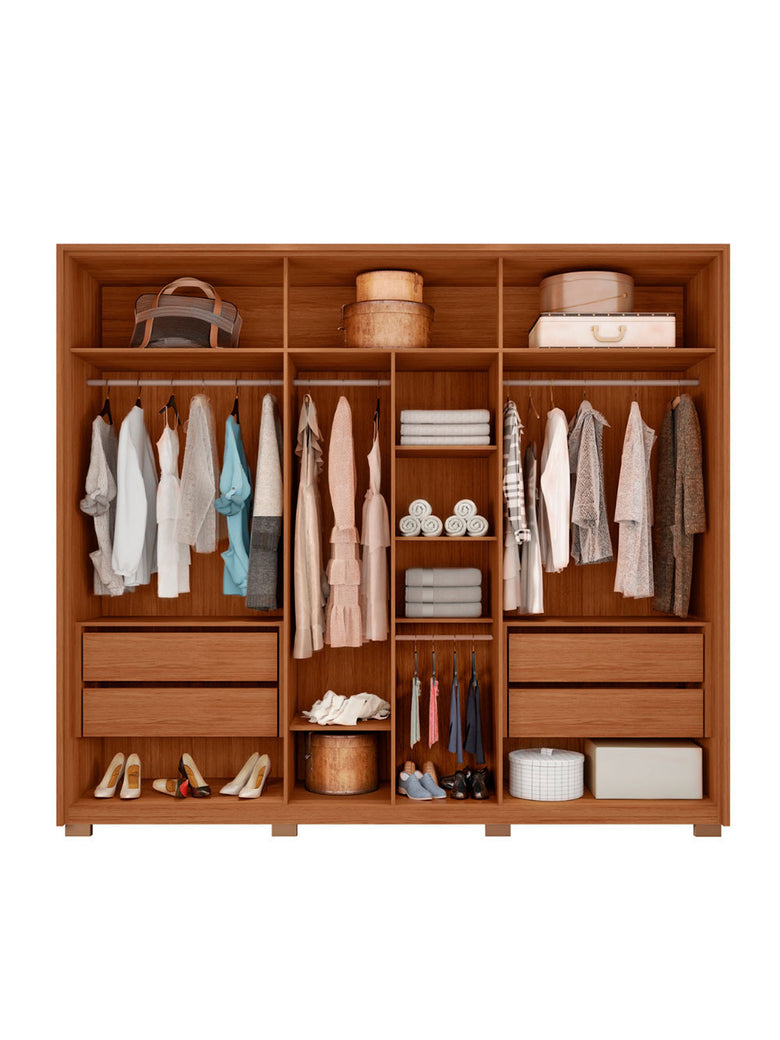 Guarda Roupa Casal Apollo Lux com Espelhos 6 Portas 4 Gavetas Caemmun