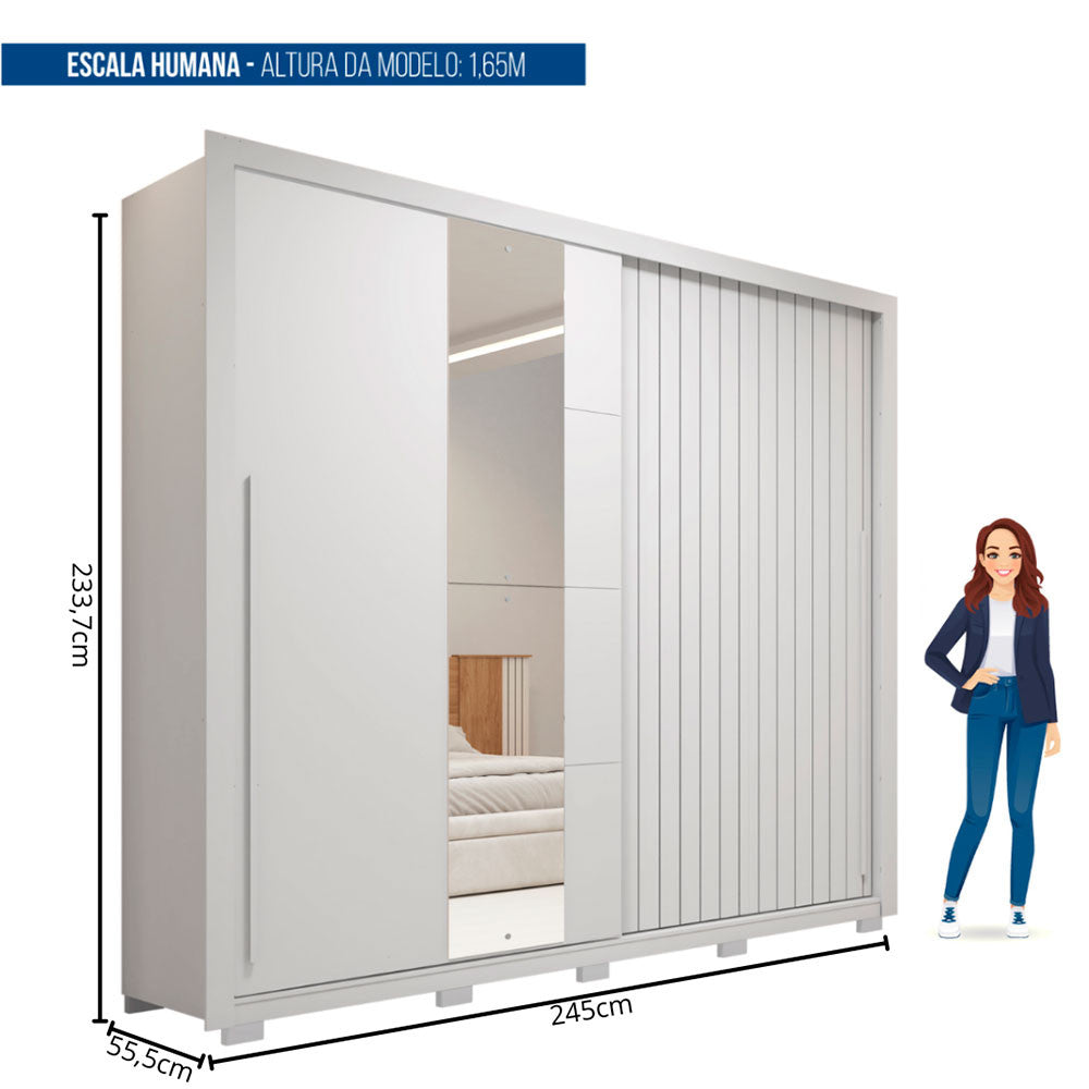 Guarda Roupa Casal Romanus Lux 2 Portas 4 Gavetas com Espelho Caemmun