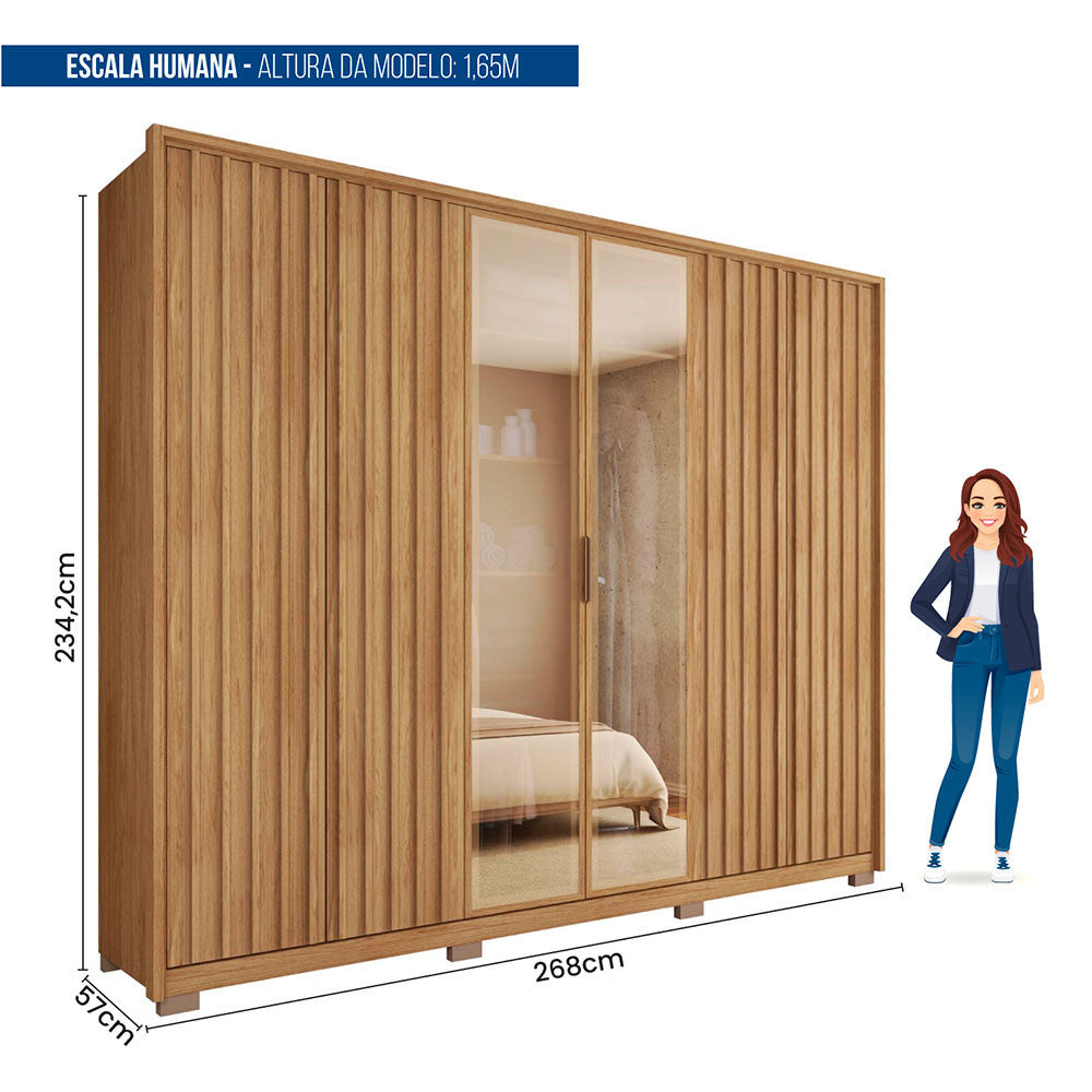 Guarda Roupa Casal Centurium 6 Portas Reflecta 4 Gavetas Caemmun