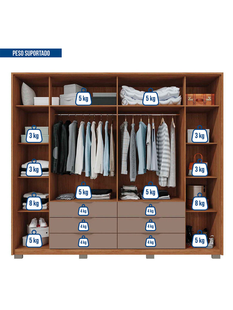 Guarda Roupa Casal Maximus 6 Portas 6 Gavetas Caemmun