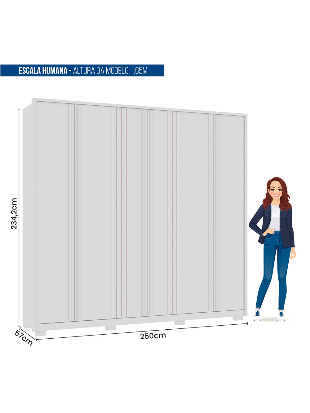 Guarda Roupa Casal Mozart 6 Portas 4 Gavetas Caemmun