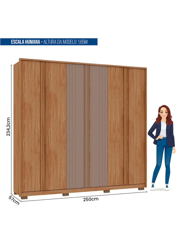 Guarda Roupa Casal Mozart 6 Portas 4 Gavetas Caemmun