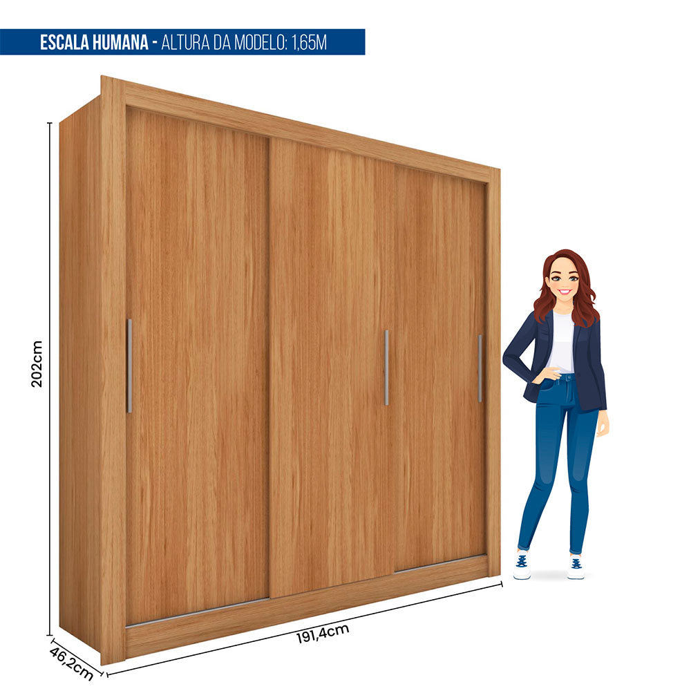 Guarda Roupa 3 Portas 2 Gavetas Santiago Caemmun