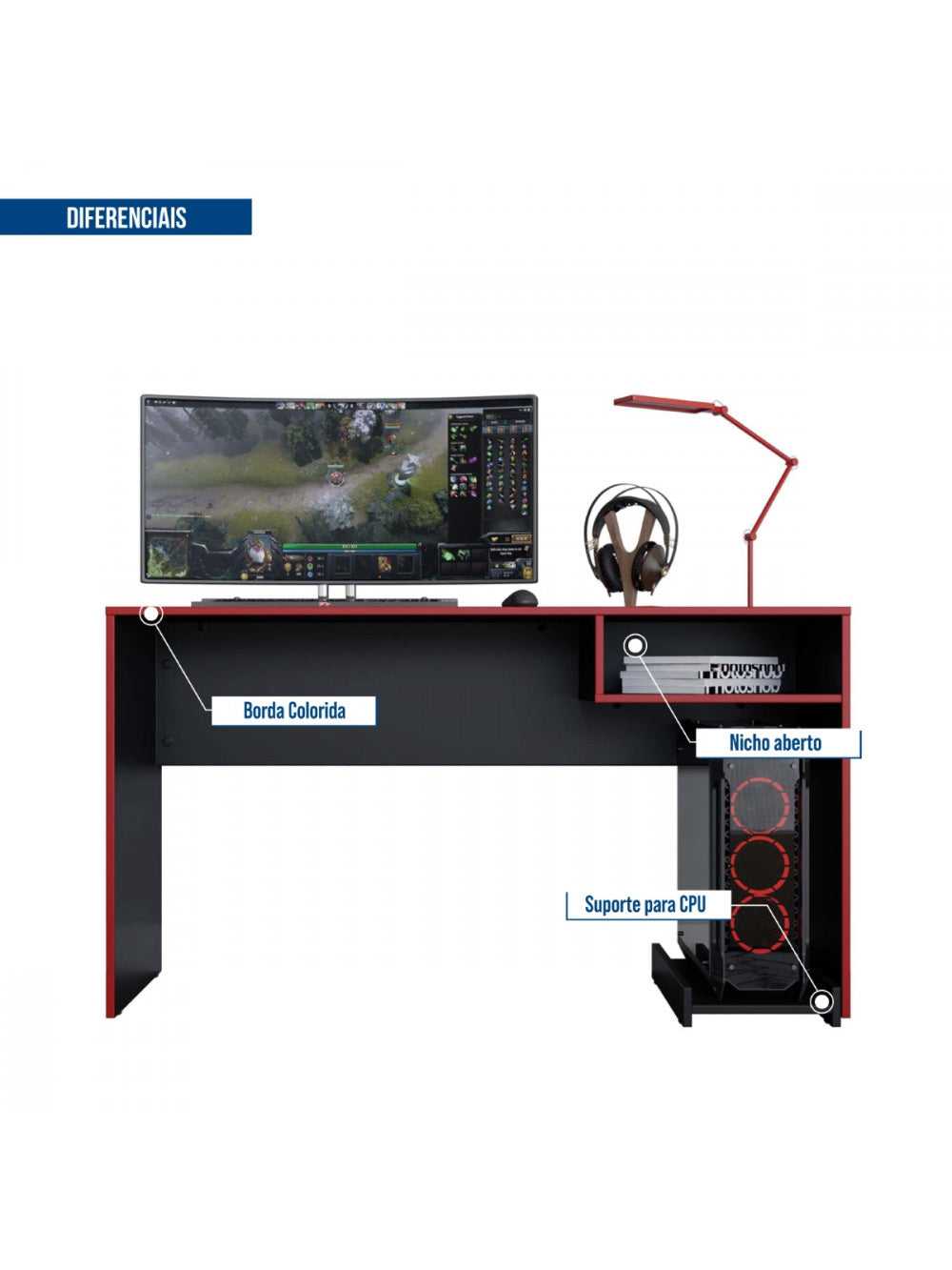 Mesa Gamer Escrivaninha Para Computador Pixel Caemmun