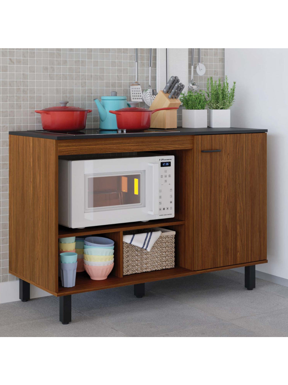 Balcão Para Cooktop Buffet Cozinha Cook 1 Porta Caemmun
