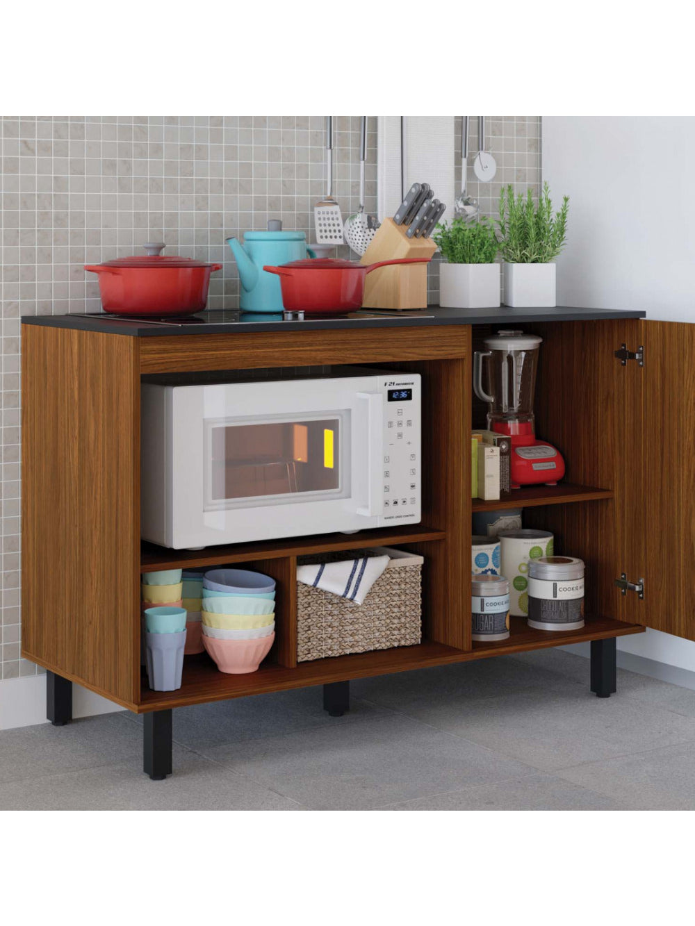 Balcão Para Cooktop Buffet Cozinha Cook 1 Porta Caemmun