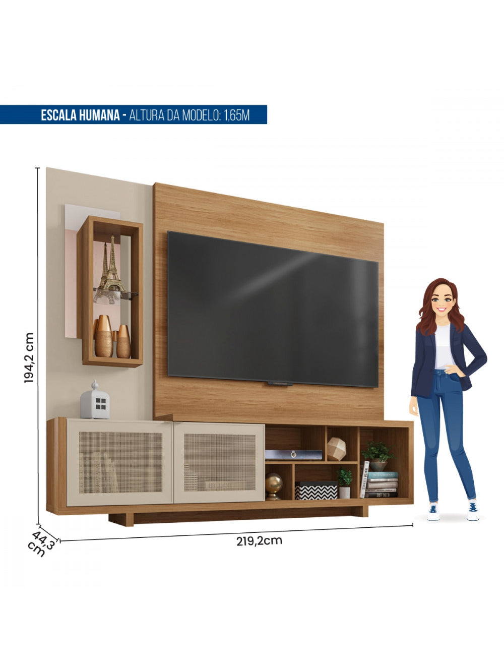 Estante Home Para TV até 65 Polegadas 2 Portas Linus Caemmun