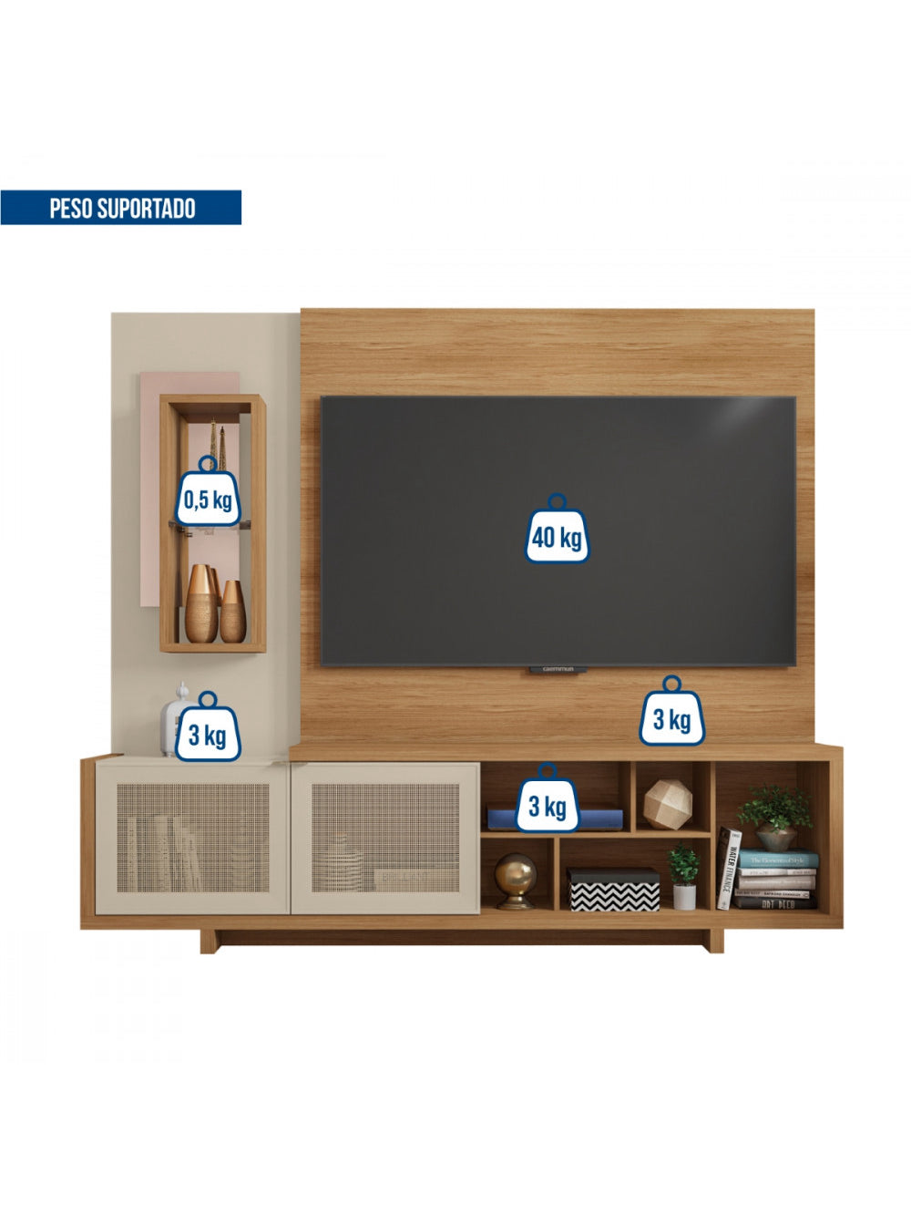 Estante Home Para TV até 65 Polegadas 2 Portas Linus Caemmun
