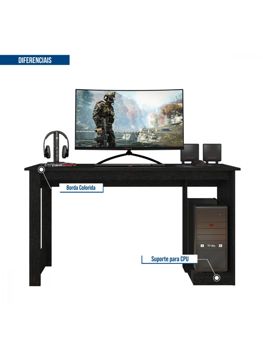 Mesa Gamer Para Computador Escrivaninha Caemmun