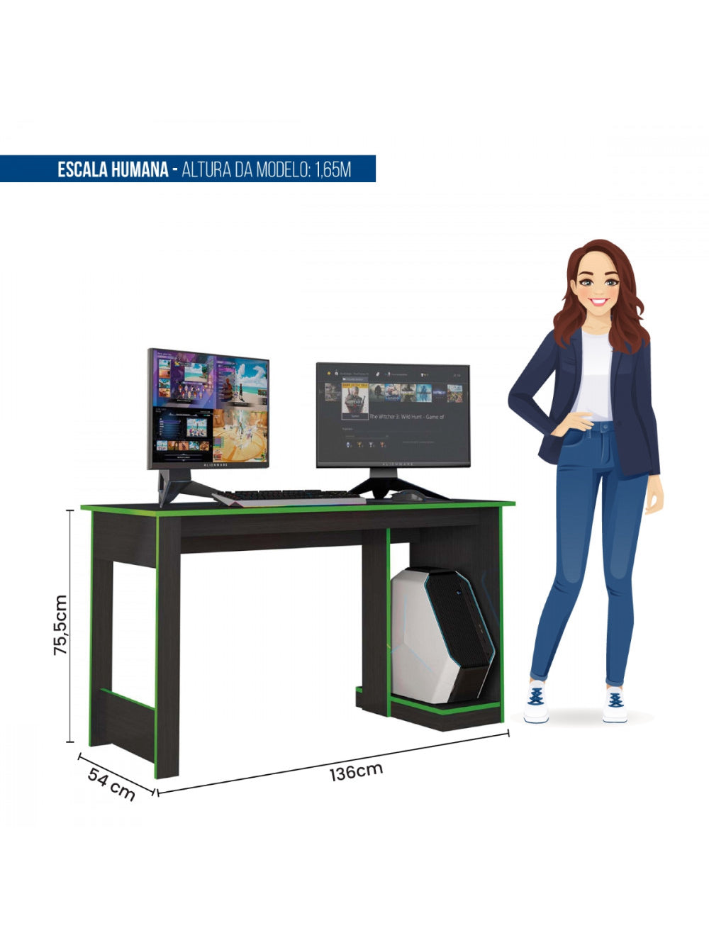 Mesa Gamer Para Computador Escrivaninha Caemmun