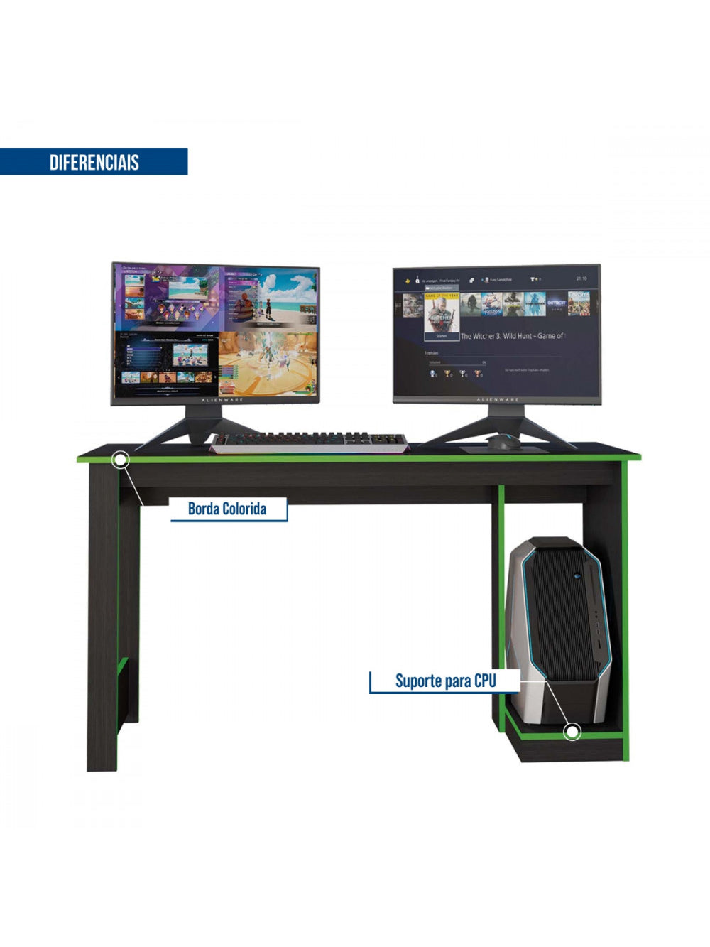 Mesa Gamer Para Computador Escrivaninha Caemmun