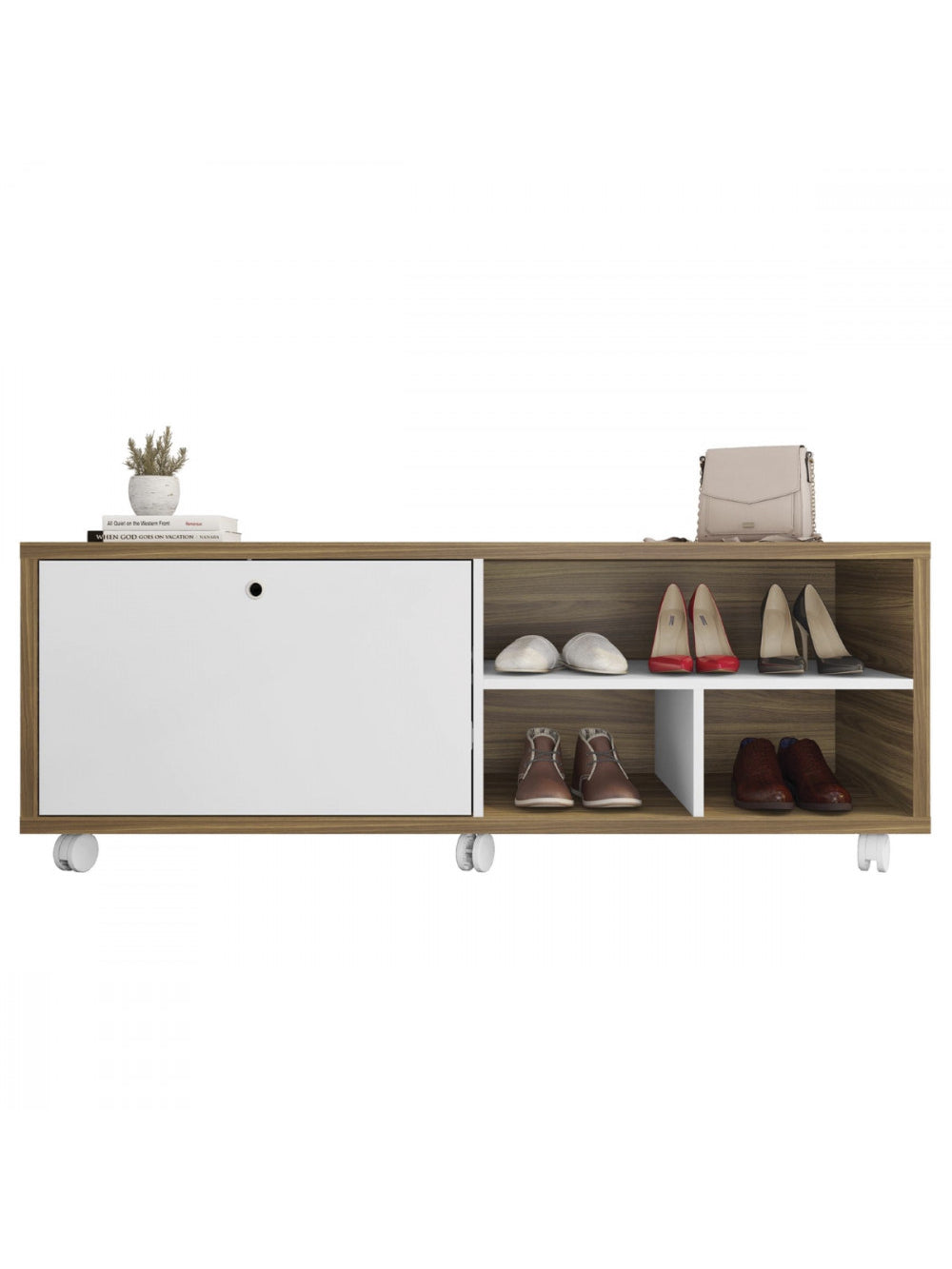 Sapateira Recamier porta basculante com rodízios Estilo