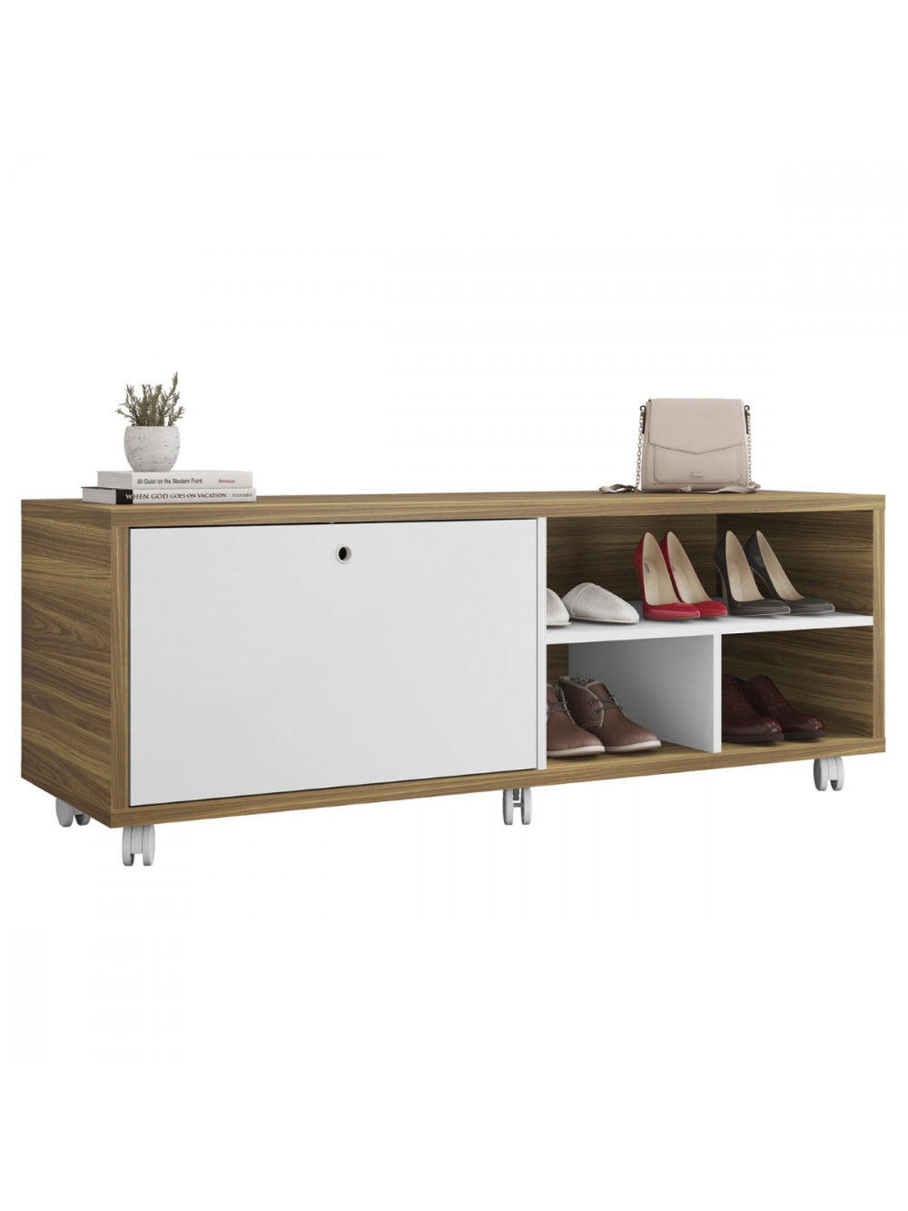 Sapateira Recamier porta basculante com rodízios Estilo