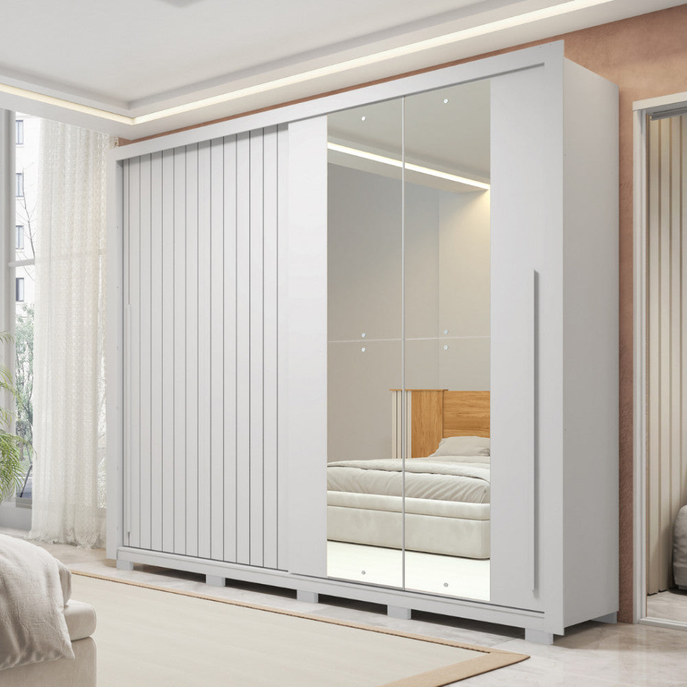 Guarda Roupa Casal 2 Portas 4 Gavetas com Espelho Romanus Double Lux Caemmun