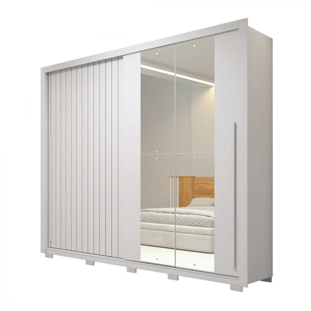 Guarda Roupa Casal 2 Portas 4 Gavetas com Espelho Romanus Double Lux Caemmun