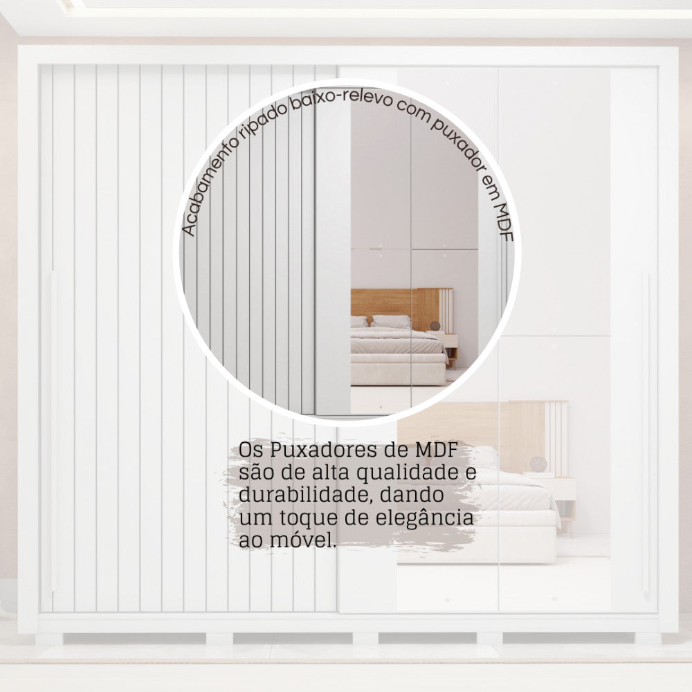 Guarda Roupa Casal 2 Portas 4 Gavetas com Espelho Romanus Double Lux Caemmun