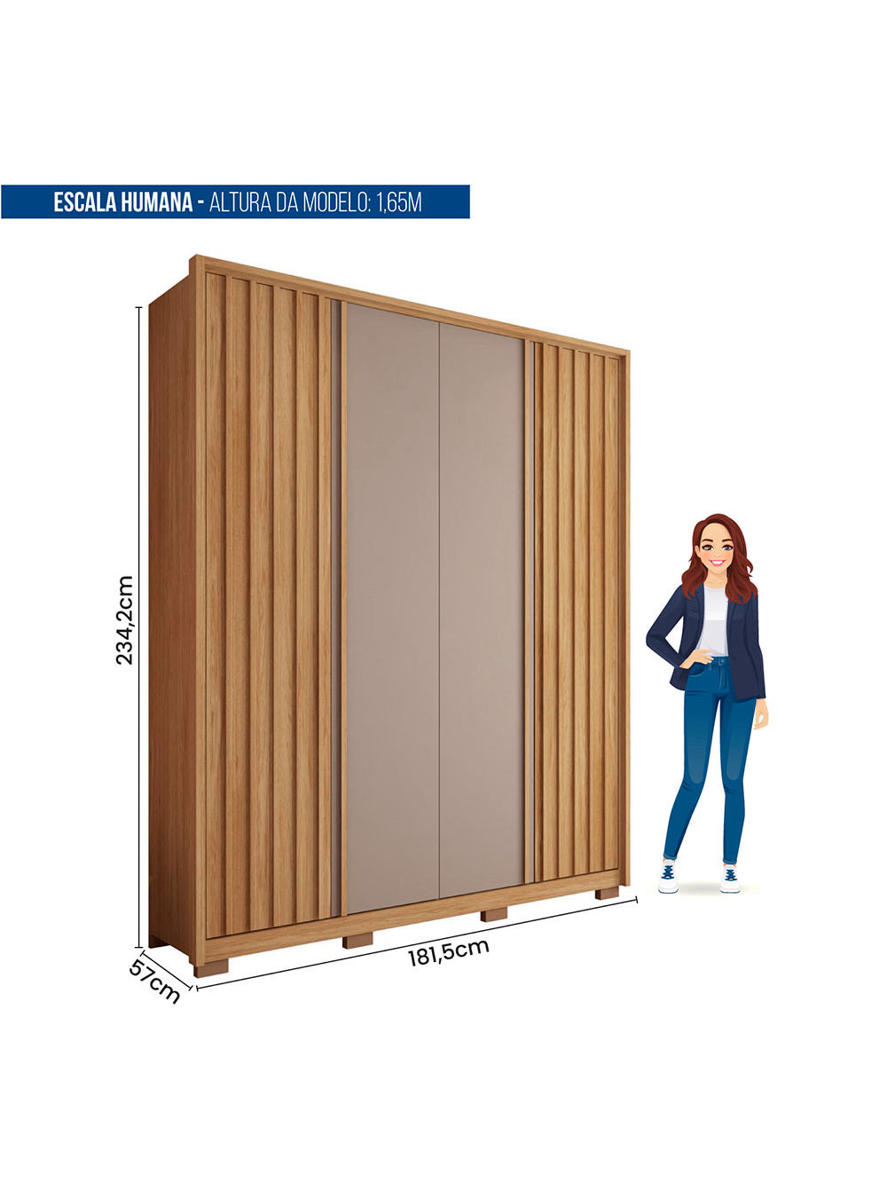 Guarda Roupa Solteiro Apollo 4 Portas 3 Gavetas Caemmun