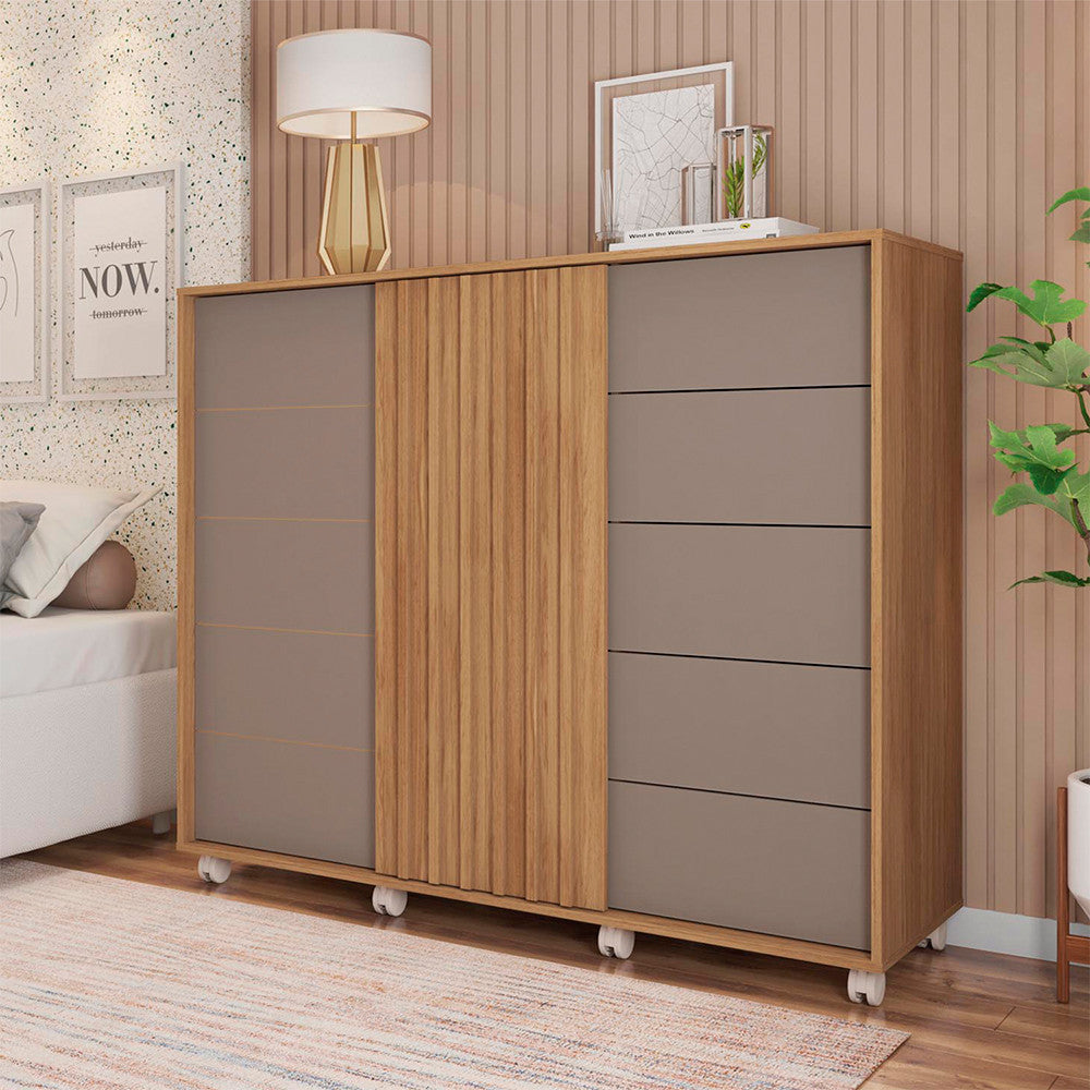 Cômoda Espaçosa Pegasus 2 Portas 5 Gavetas 3 Prateleiras Caemmun
