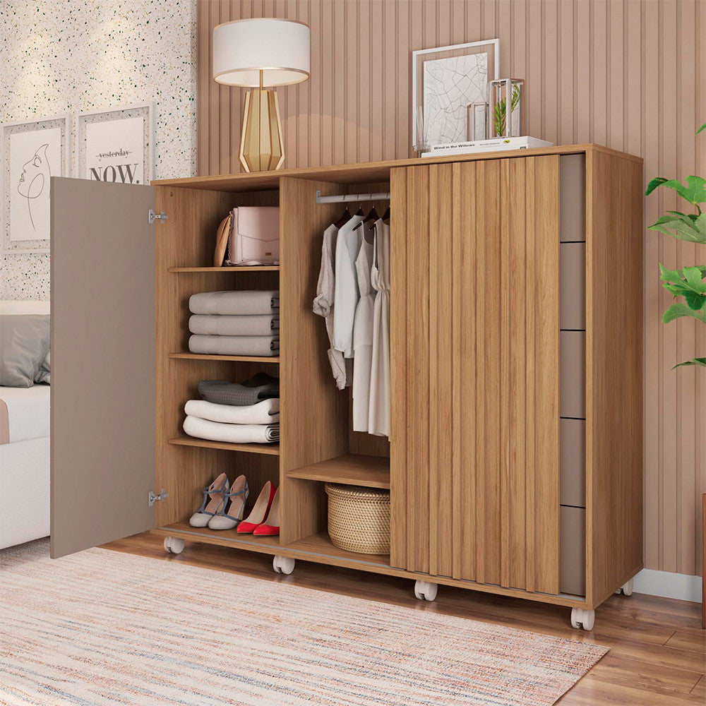 Cômoda Espaçosa Pegasus 2 Portas 5 Gavetas 3 Prateleiras Caemmun