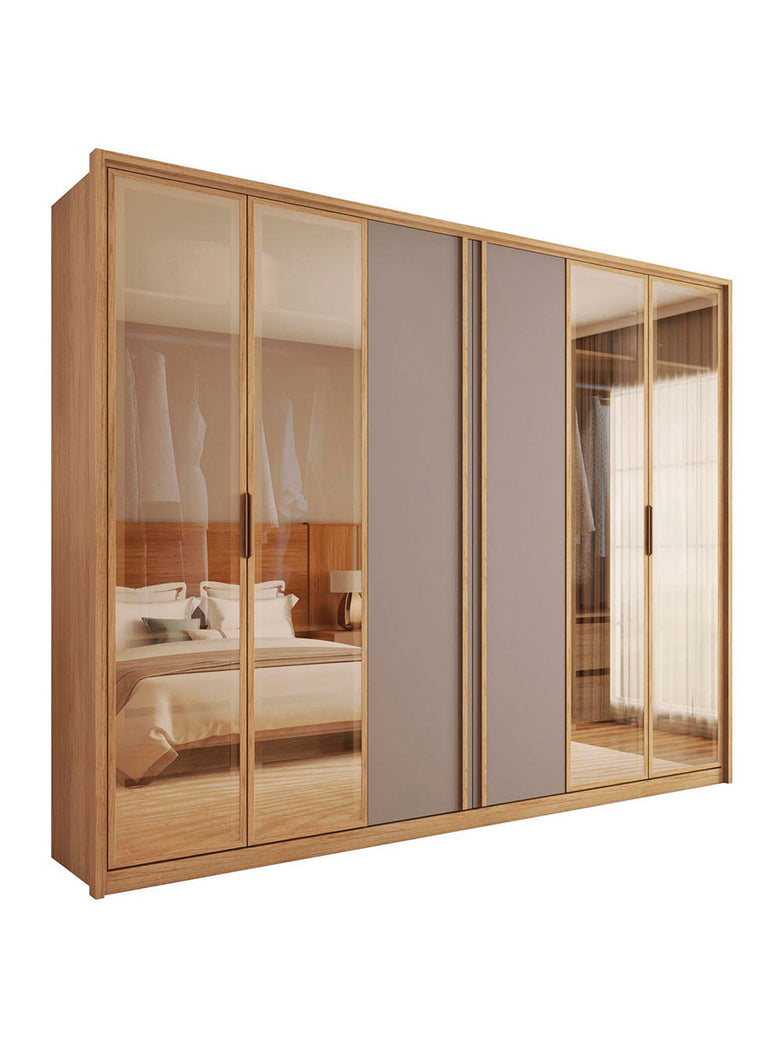 Guarda Roupa Casal Cristal 6 Portas Reflecta 4 Gavetas Caemmun