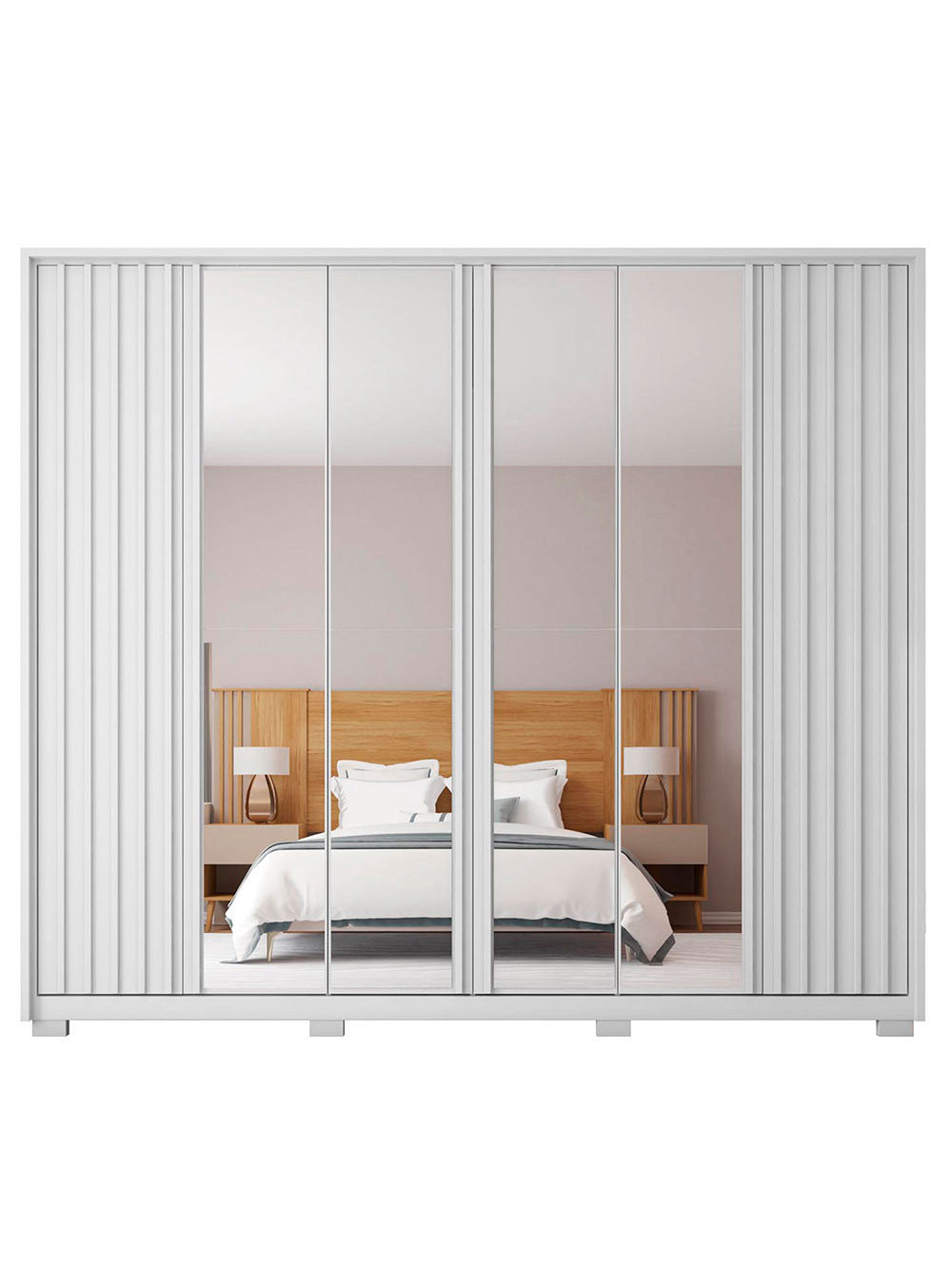 Guarda Roupa Casal Apollo Double Lux com Espelhos 6 Portas 4 Gavetas Caemmun