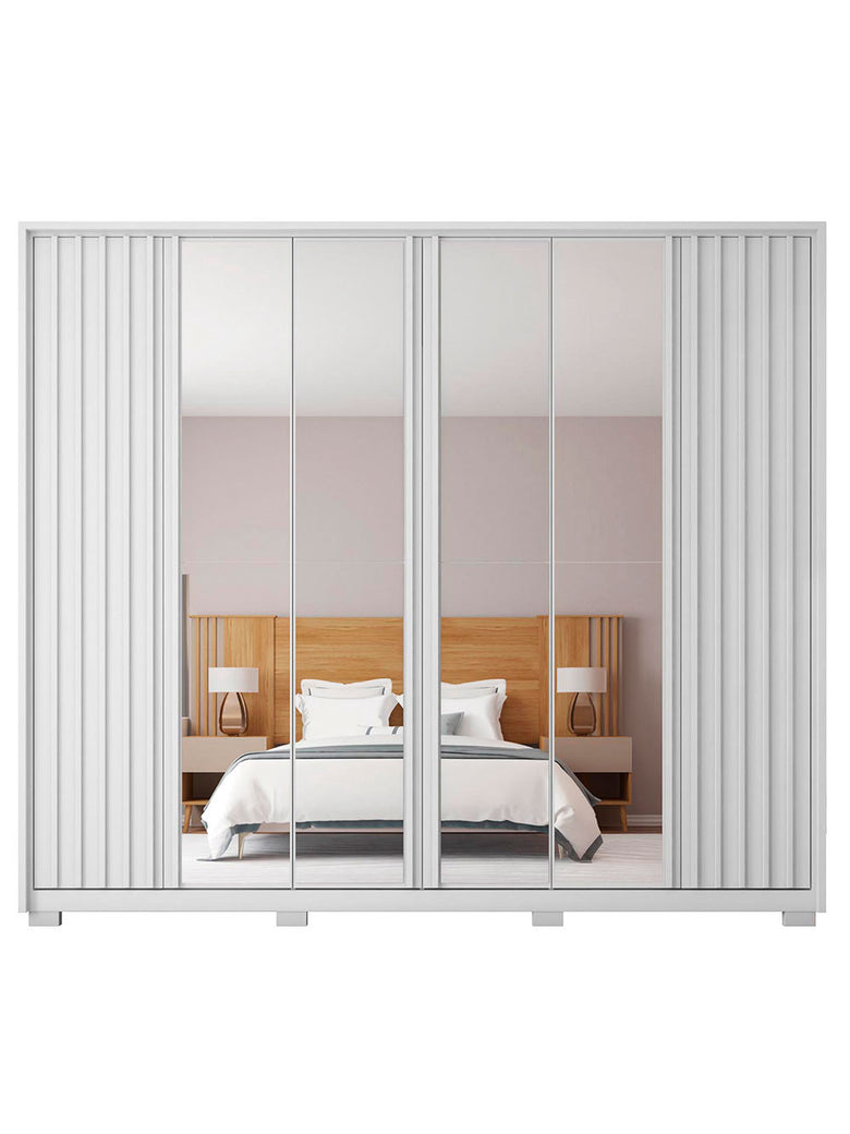 Guarda Roupa Casal Apollo Double Lux com Espelhos 6 Portas 4 Gavetas Caemmun