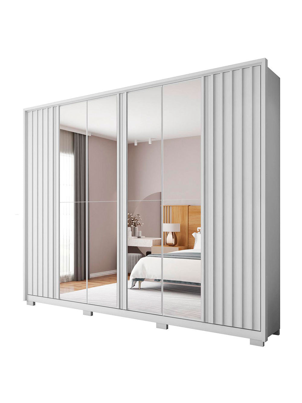 Guarda Roupa Casal Apollo Double Lux com Espelhos 6 Portas 4 Gavetas Caemmun