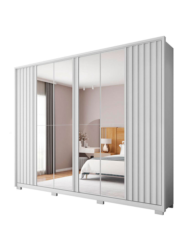 Guarda Roupa Casal Apollo Double Lux com Espelhos 6 Portas 4 Gavetas Caemmun