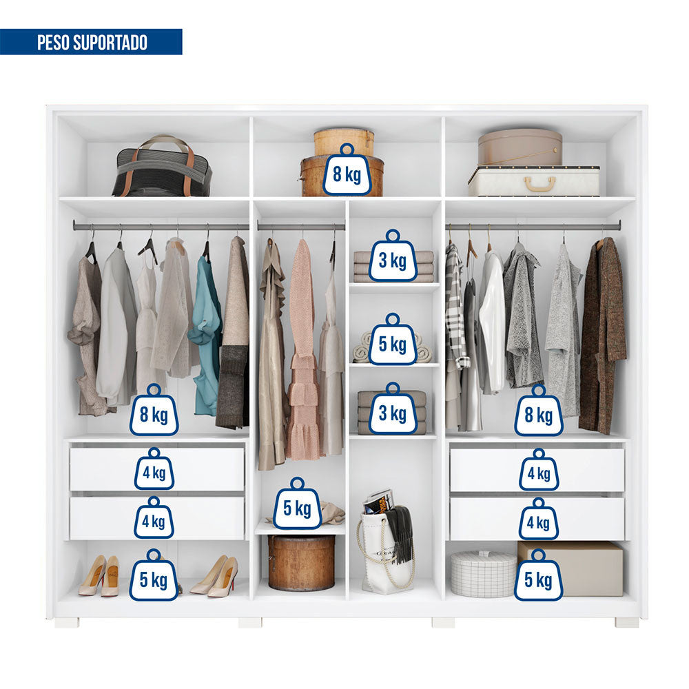 Guarda Roupa Casal Apollo 6 Portas 4 Gavetas Caemmun