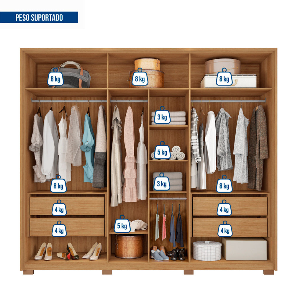 Guarda Roupa Casal Apollo 6 Portas 4 Gavetas Caemmun