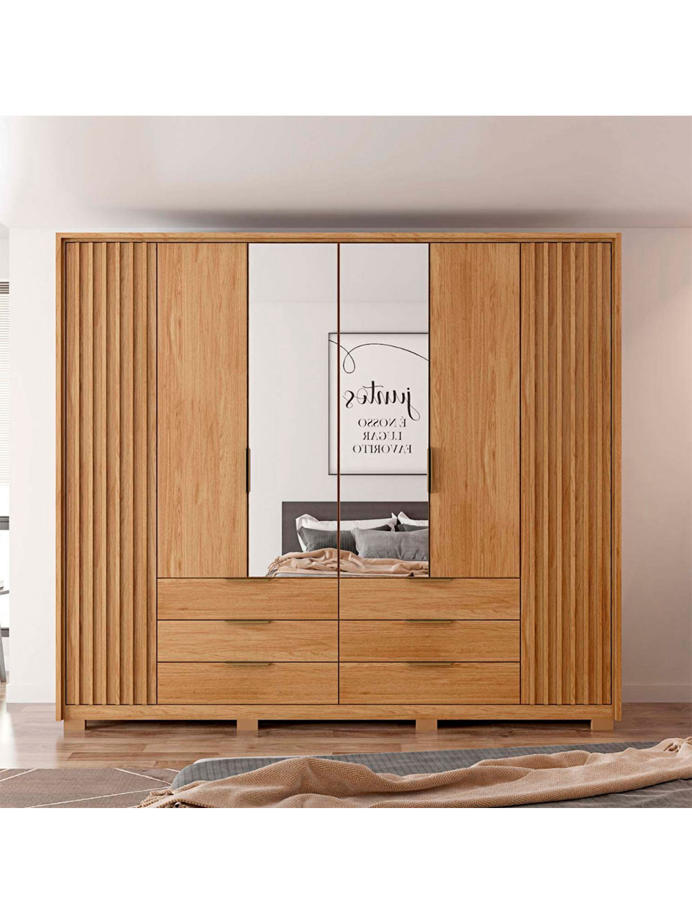 Guarda Roupa Casal Maximus Lux com Espelhos 6 Portas 6 Gavetas Caemmun