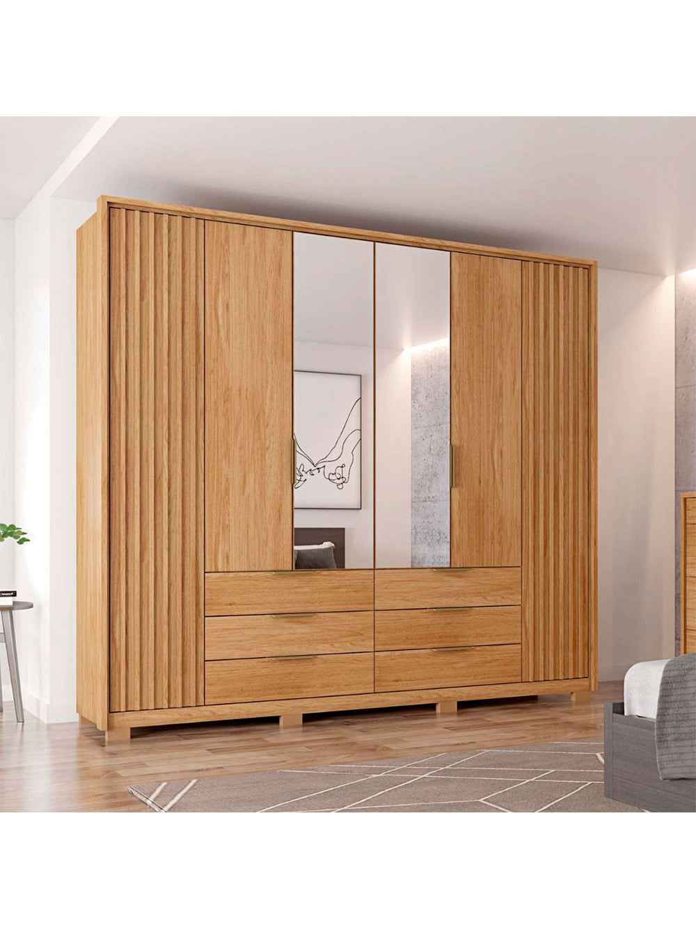 Guarda Roupa Casal Maximus Lux com Espelhos 6 Portas 6 Gavetas Caemmun