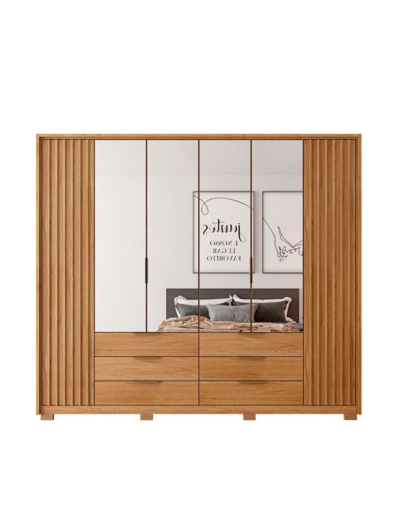 Guarda Roupa Casal Maximus Double Lux com Espelhos 6 Portas 6 Gavetas Caemmun