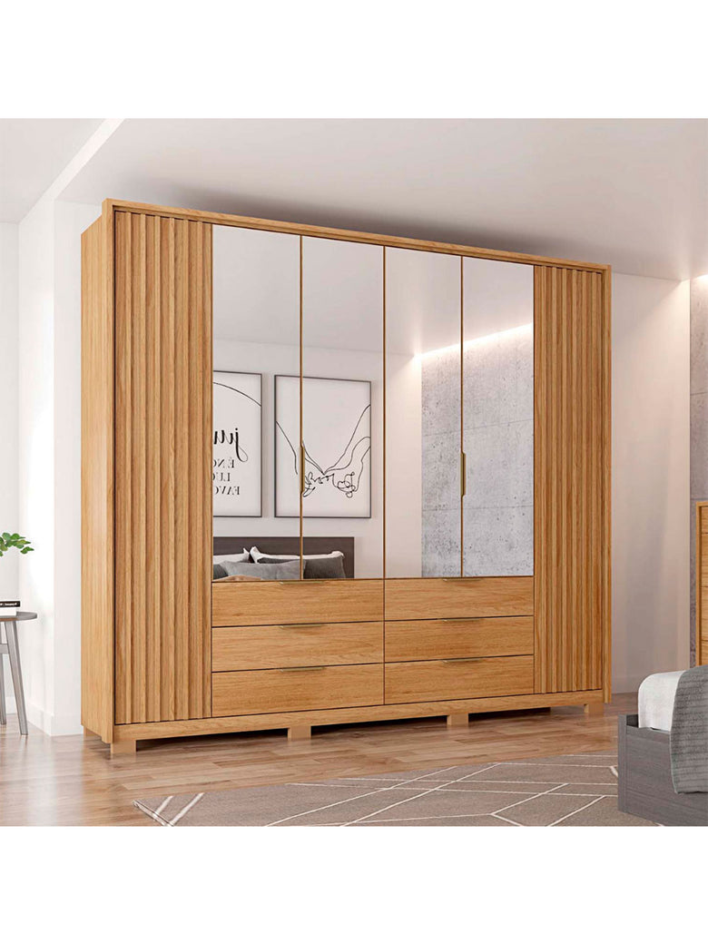 Guarda Roupa Casal Maximus Double Lux com Espelhos 6 Portas 6 Gavetas Caemmun