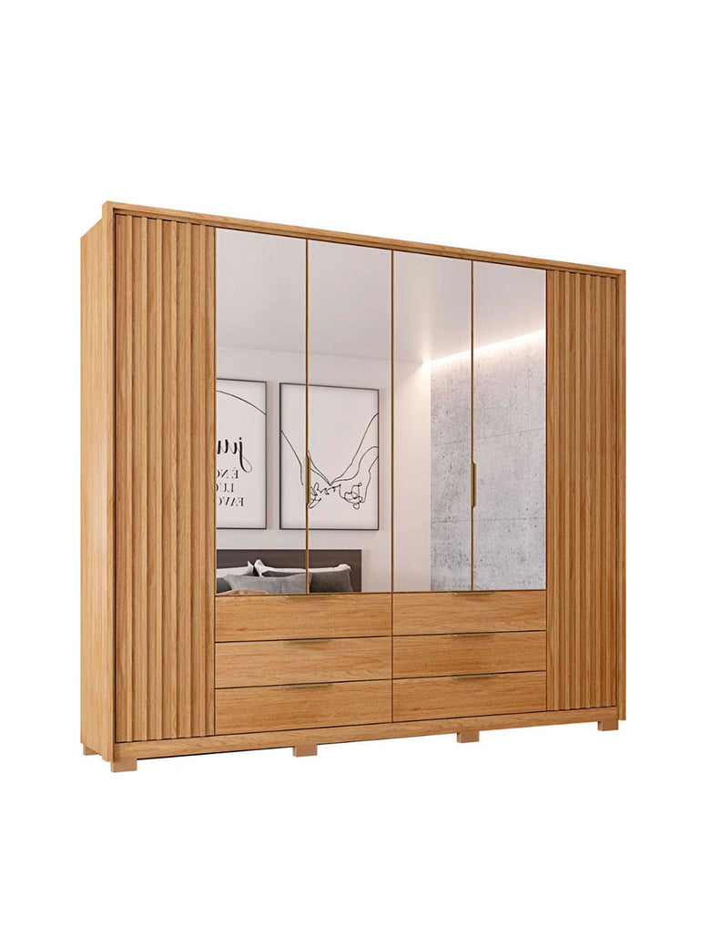 Guarda Roupa Casal Maximus Double Lux com Espelhos 6 Portas 6 Gavetas Caemmun