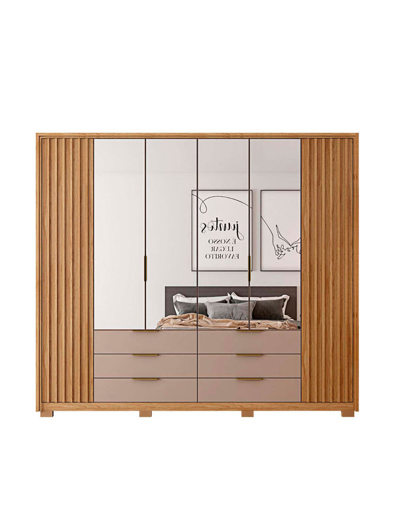 Guarda Roupa Casal Maximus Double Lux com Espelhos 6 Portas 6 Gavetas Caemmun