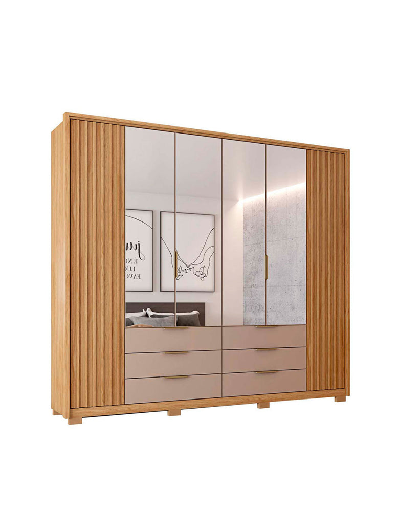 Guarda Roupa Casal Maximus Double Lux com Espelhos 6 Portas 6 Gavetas Caemmun