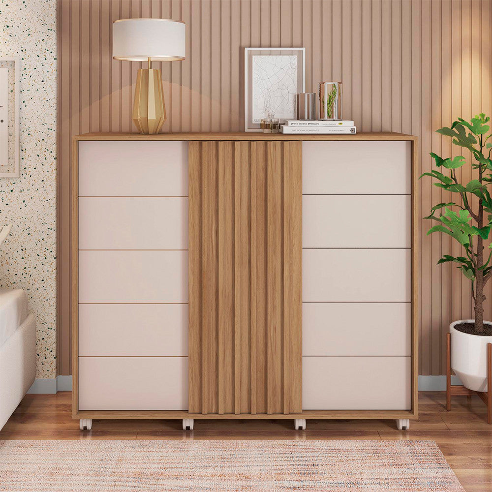 Cômoda Espaçosa Pegasus 2 Portas 5 Gavetas 3 Prateleiras Caemmun