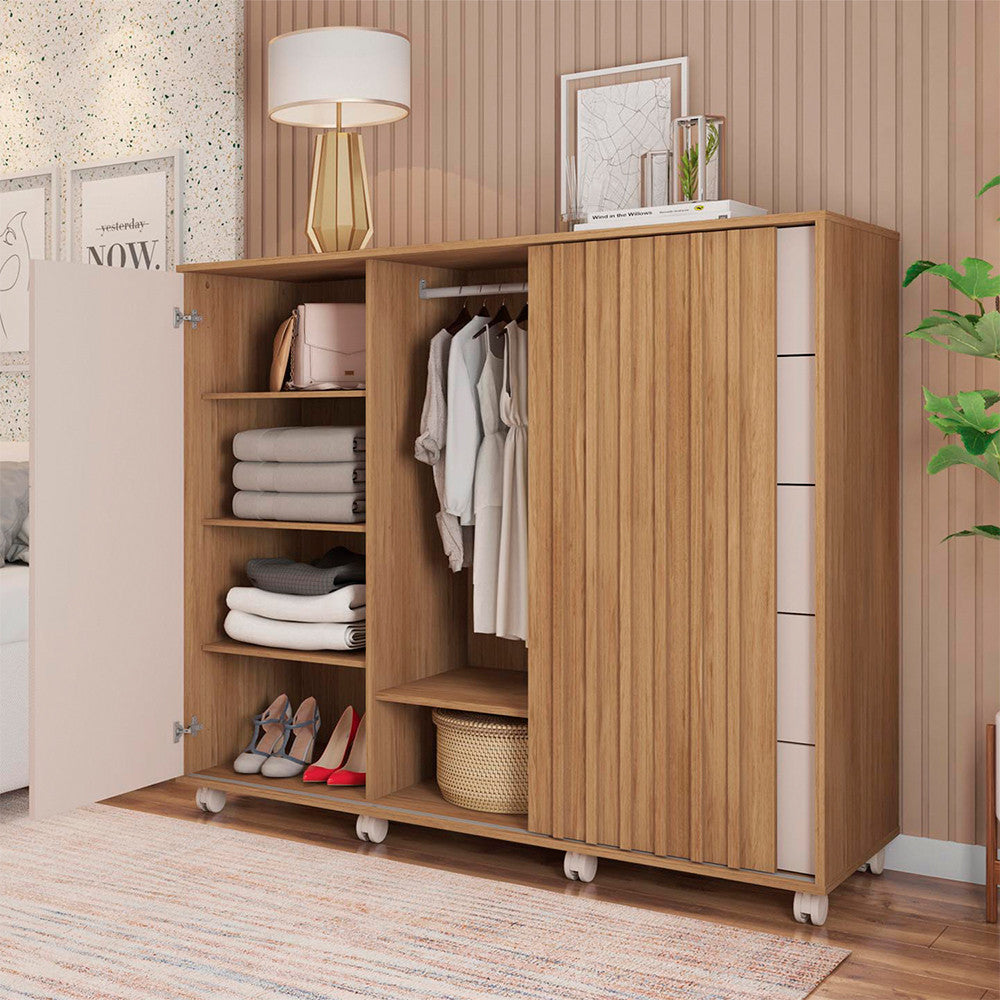 Cômoda Espaçosa Pegasus 2 Portas 5 Gavetas 3 Prateleiras Caemmun