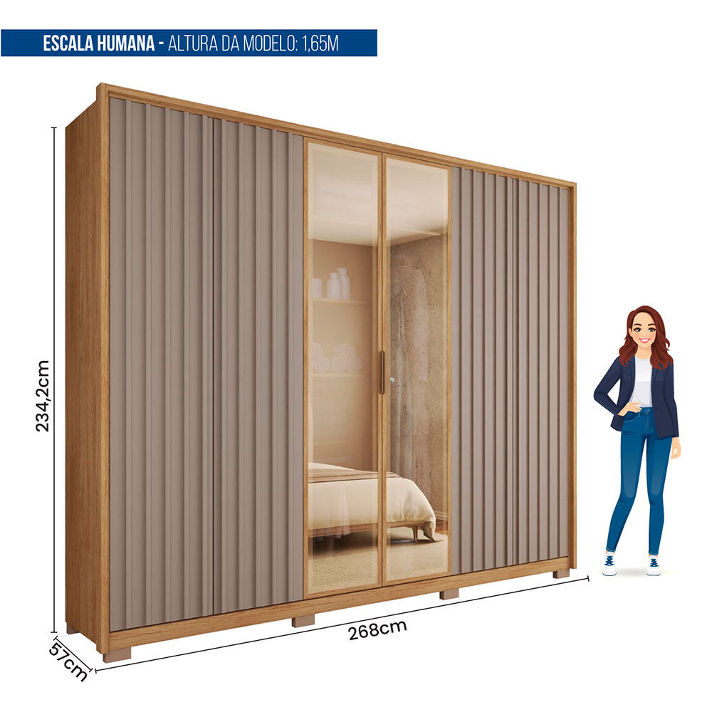 Guarda Roupa Casal Centurium 6 Portas Reflecta 4 Gavetas Caemmun