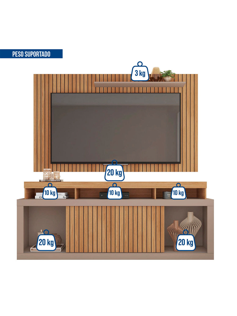 Rack com Painel para TV até 60 Polegadas New Oscar Caemmun