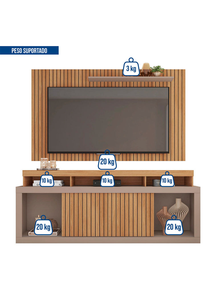 Rack com Painel para TV até 60 Polegadas New Oscar Caemmun