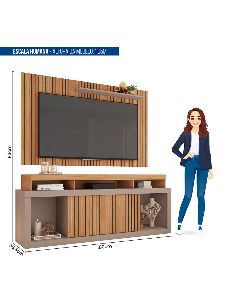 Rack com Painel para TV até 60 Polegadas New Oscar Caemmun