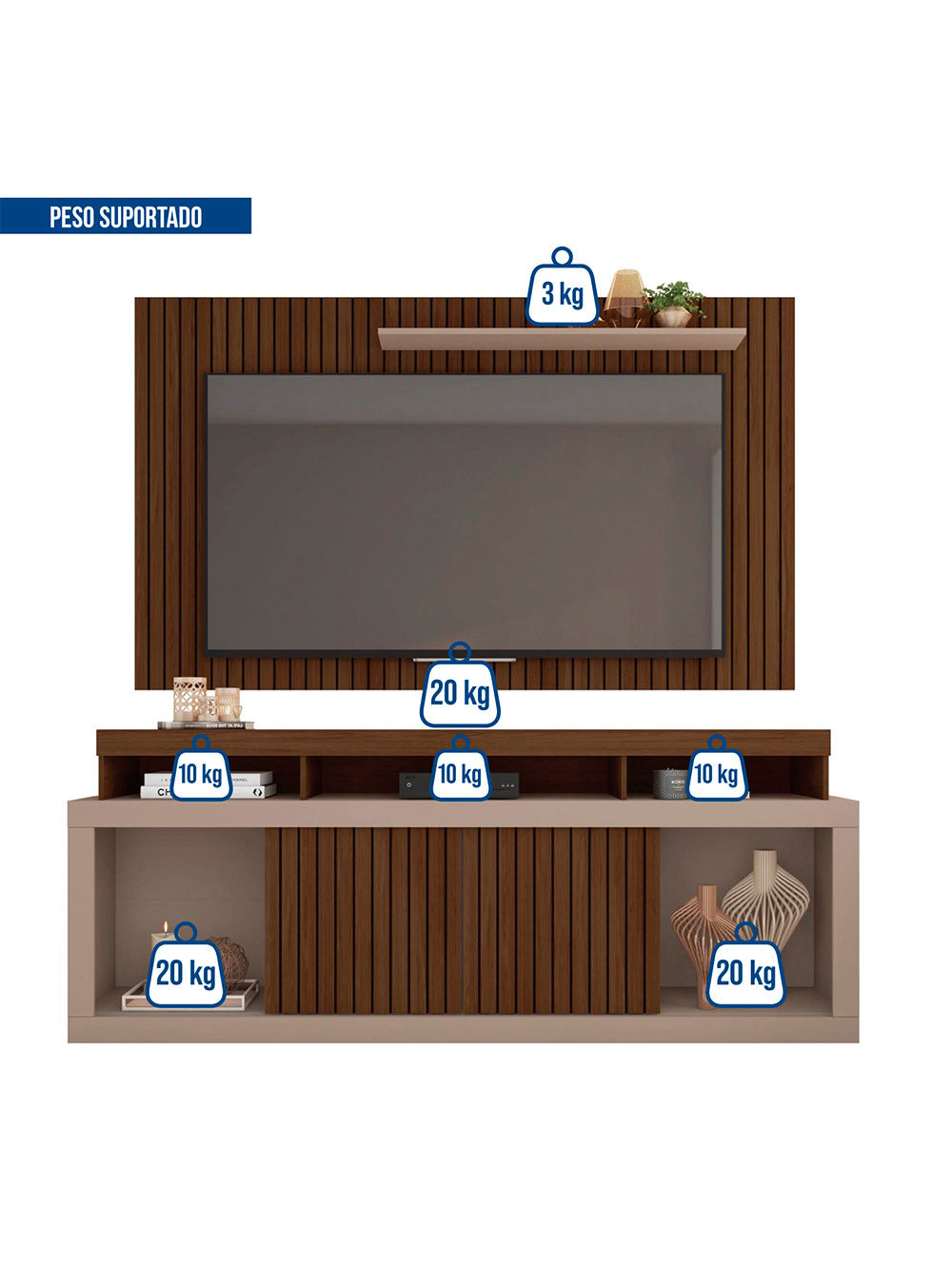 Rack com Painel para TV até 60 Polegadas New Oscar Caemmun