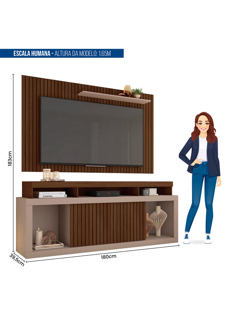 Rack com Painel para TV até 60 Polegadas New Oscar Caemmun
