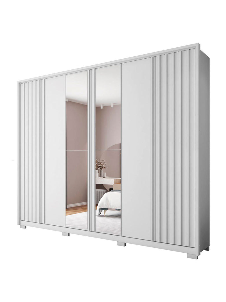Guarda Roupa Casal Apollo Lux com Espelhos 6 Portas 4 Gavetas Caemmun