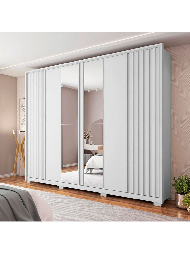 Guarda Roupa Casal Apollo Lux com Espelhos 6 Portas 4 Gavetas Caemmun