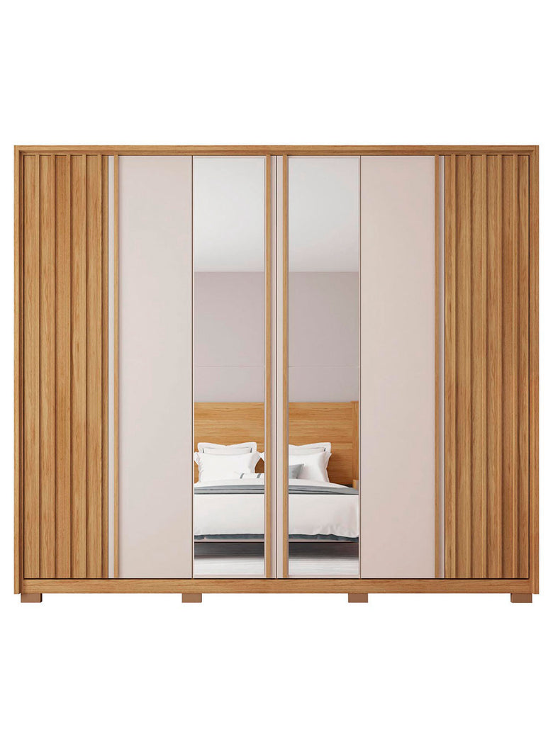 Guarda Roupa Casal Apollo Lux com Espelhos 6 Portas 4 Gavetas Caemmun