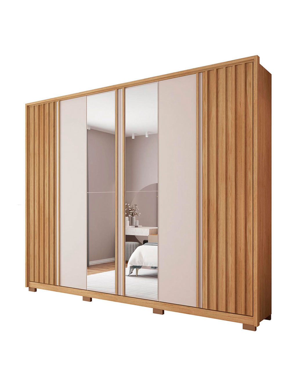 Guarda Roupa Casal Apollo Lux com Espelhos 6 Portas 4 Gavetas Caemmun