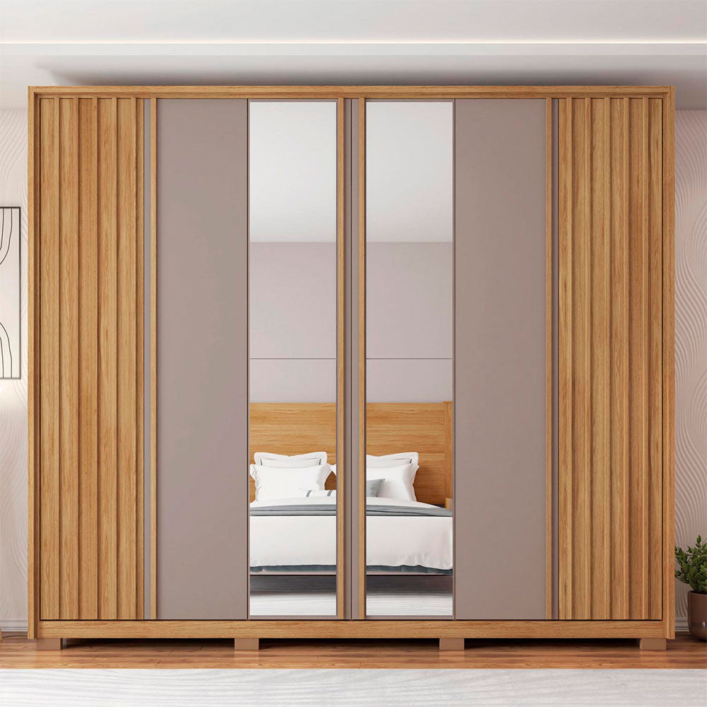Guarda Roupa Casal Apollo Lux com Espelhos 6 Portas 6 Gavetas Caemmun